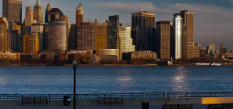 Hudson skyscrapers with water